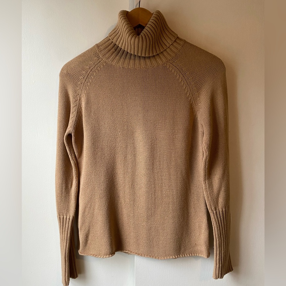 Stylish Tan Knit Sweater Medium Womens Turtleneck The Limited